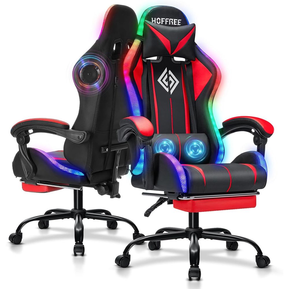 Massage - Chaise de jeu RGB avec haut-parleurs