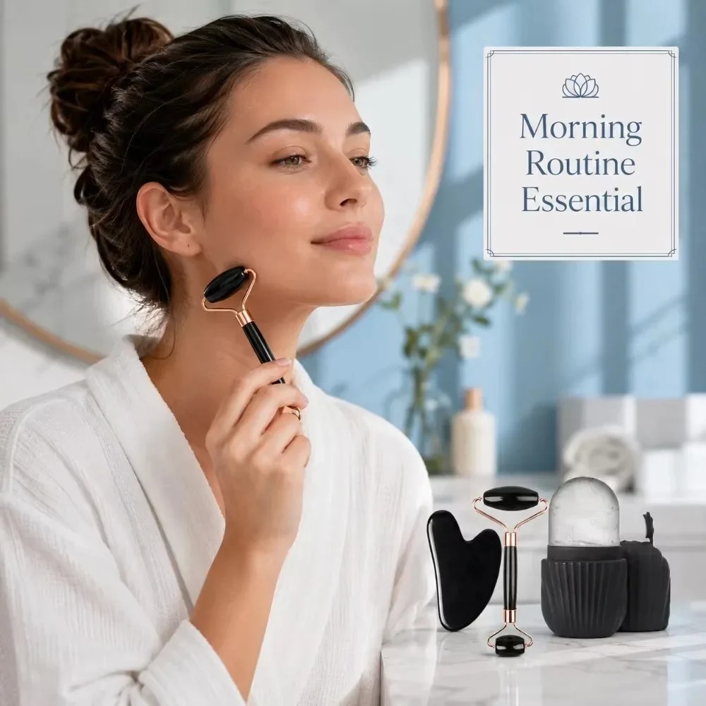 Kit de massage facial 4/1 pièc - Face Ice Roller Puffiness avis et prix