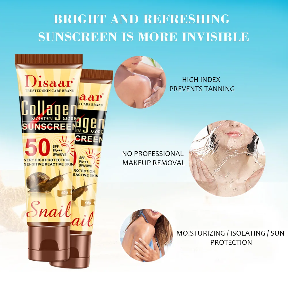 Crème solaire Disaar au collag - Spf 50 Waterproof Sunscreen avis et prix